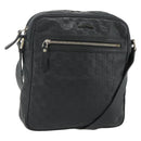 GUCCI GG Canvas Guccissima Shoulder Bag Leather Black Gold 201448 Auth 177614-1
