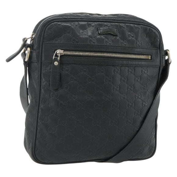 GUCCI GG Canvas Guccissima Shoulder Bag Leather Black Gold 201448 Auth 177614