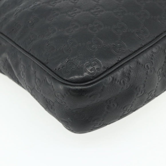 GUCCI GG Canvas Guccissima Shoulder Bag Leather Black Gold 201448 Auth 177614