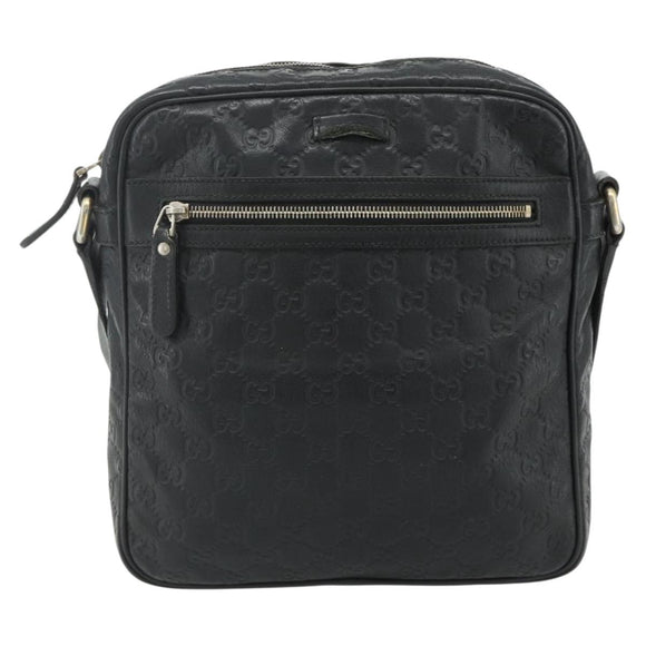 GUCCI GG Canvas Guccissima Shoulder Bag Leather Black Gold 201448 Auth 177614