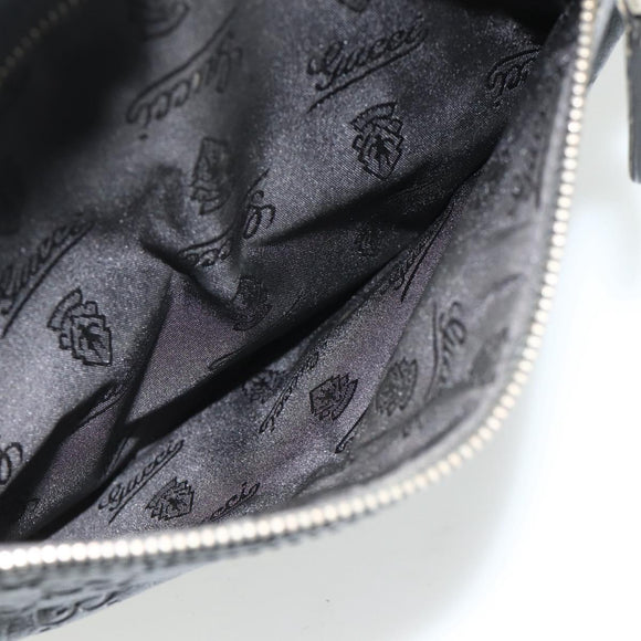 GUCCI GG Canvas Guccissima Shoulder Bag Leather Black Gold 201448 Auth 177614