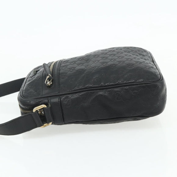 GUCCI GG Canvas Guccissima Shoulder Bag Leather Black Gold 201448 Auth 177614