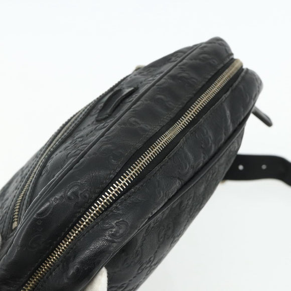 GUCCI GG Canvas Guccissima Shoulder Bag Leather Black Gold 201448 Auth 177614