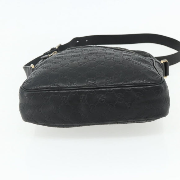 GUCCI GG Canvas Guccissima Shoulder Bag Leather Black Gold 201448 Auth 177614