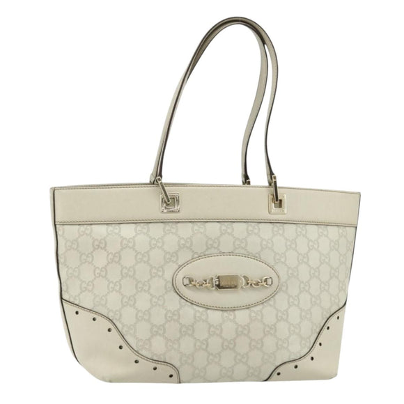 GUCCI GG Canvas Guccissima Tote Bag Leather Ivory Gold 145993 Auth 177615