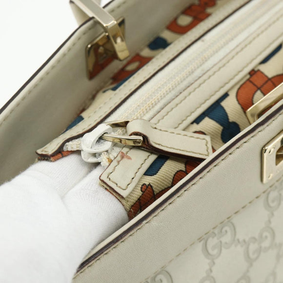 GUCCI GG Canvas Guccissima Tote Bag Leather Ivory Gold 145993 Auth 177615