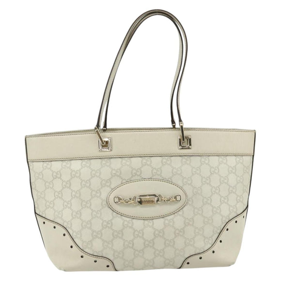 GUCCI GG Canvas Guccissima Tote Bag Leather Ivory Gold 145993 Auth 177615