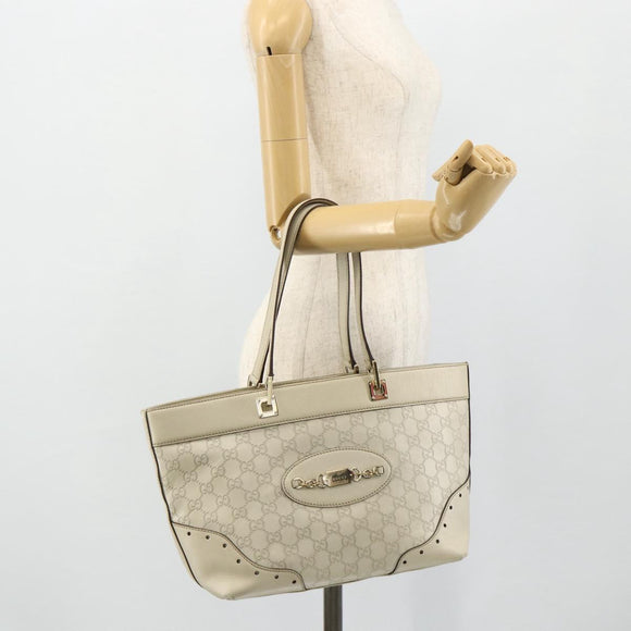 GUCCI GG Canvas Guccissima Tote Bag Leather Ivory Gold 145993 Auth 177615