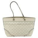 GUCCI GG Canvas Guccissima Tote Bag Leather Ivory Gold 145993 Auth 177615-3