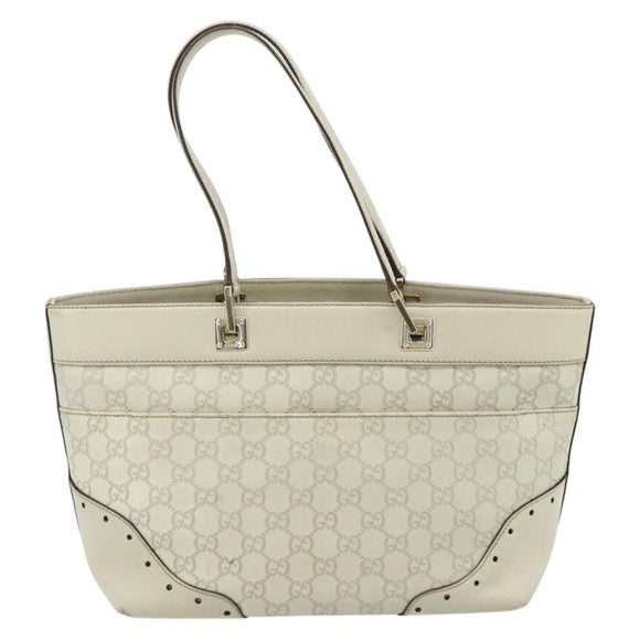 GUCCI GG Canvas Guccissima Tote Bag Leather Ivory Gold 145993 Auth 177615