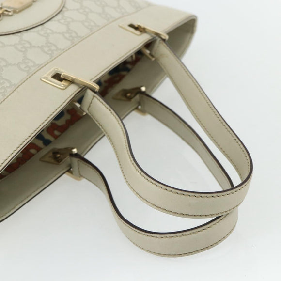GUCCI GG Canvas Guccissima Tote Bag Leather Ivory Gold 145993 Auth 177615