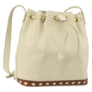 SAINT LAURENT Shoulder Bag Leather Ivory Gold Auth 177619A-1