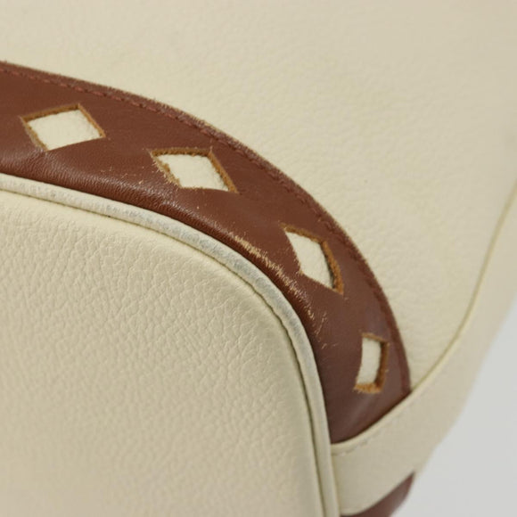 SAINT LAURENT Shoulder Bag Leather Ivory Gold Auth 177619A