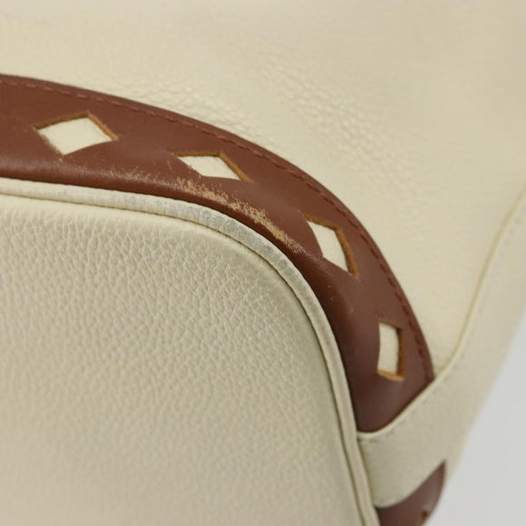 SAINT LAURENT Shoulder Bag Leather Ivory Gold Auth 177619A