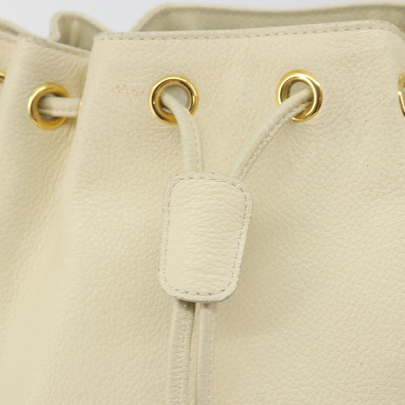 SAINT LAURENT Shoulder Bag Leather Ivory Gold Auth 177619A