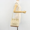 SAINT LAURENT Shoulder Bag Leather Ivory Gold Auth 177619A-21