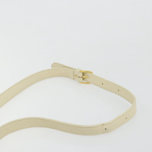 SAINT LAURENT Shoulder Bag Leather Ivory Gold Auth 177619A