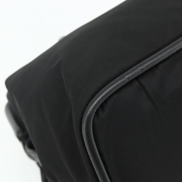 CELINE Circle Hand Bag Nylon Black Gold Auth 177620