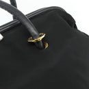 CELINE Circle Hand Bag Nylon Black Gold Auth 177620-10