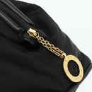 CELINE Circle Hand Bag Nylon Black Gold Auth 177620-17