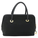 CELINE Circle Hand Bag Nylon Black Gold Auth 177620-2