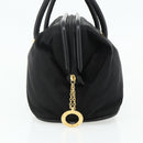 CELINE Circle Hand Bag Nylon Black Gold Auth 177620-3