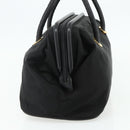CELINE Circle Hand Bag Nylon Black Gold Auth 177620-4