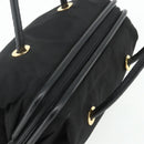 CELINE Circle Hand Bag Nylon Black Gold Auth 177620-6