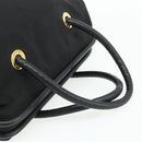 CELINE Circle Hand Bag Nylon Black Gold Auth 177620-7
