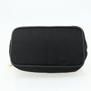CELINE Circle Hand Bag Nylon Black Gold Auth 177620-5