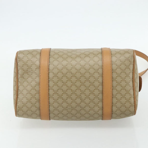 CELINE Macadam Canvas Boston Bag PVC 2-weg Beige Goud Auth 177621A