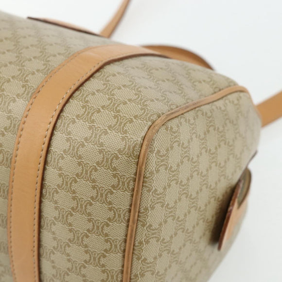 CELINE Macadam Canvas Boston Bag PVC 2-weg Beige Goud Auth 177621A