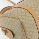 CELINE Macadam Canvas Boston Bag PVC 2-weg Beige Goud Auth 177621A-15