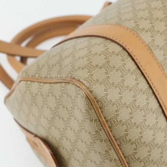 CELINE Macadam Canvas Boston Bag PVC 2-weg Beige Goud Auth 177621A