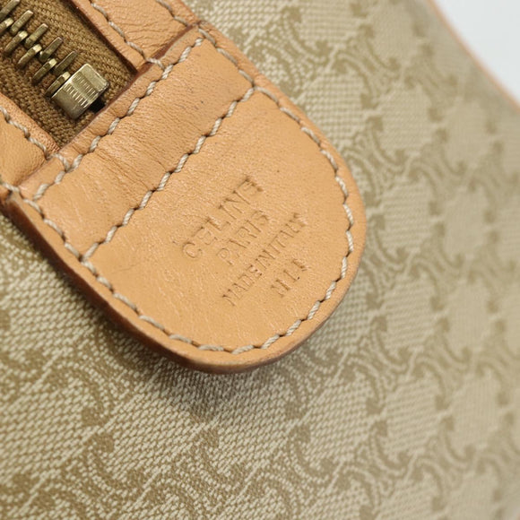 CELINE Macadam Canvas Boston Bag PVC 2-weg Beige Goud Auth 177621A