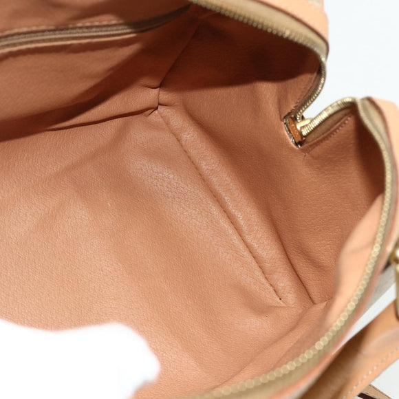 CELINE Macadam Canvas Boston Bag PVC 2-weg Beige Goud Auth 177621A