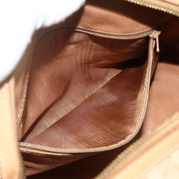 CELINE Macadam Canvas Boston Bag PVC 2-weg Beige Goud Auth 177621A