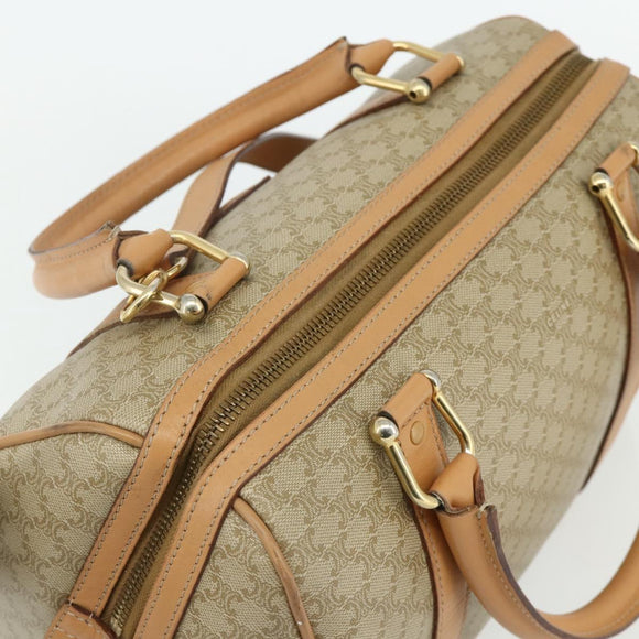 CELINE Macadam Canvas Boston Bag PVC 2-weg Beige Goud Auth 177621A
