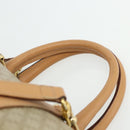 CELINE Macadam Canvas Boston Bag PVC 2-weg Beige Goud Auth 177621A-8