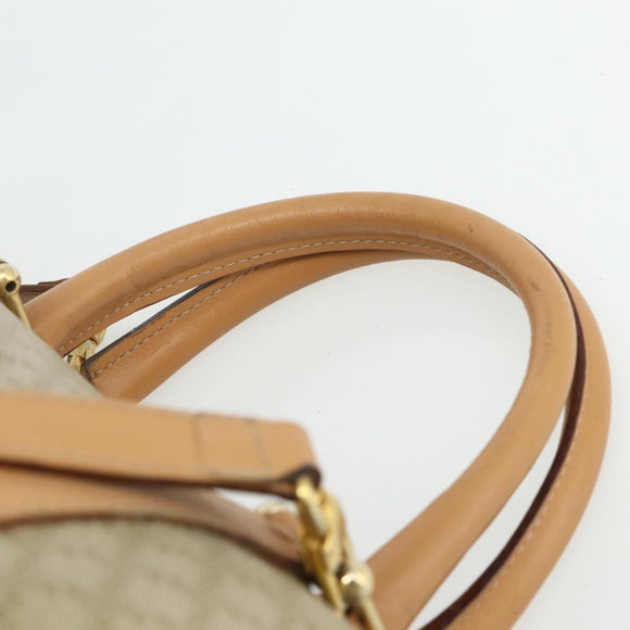 CELINE Macadam Canvas Boston Bag PVC 2-weg Beige Goud Auth 177621A
