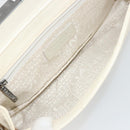 CHANEL Choco Bar Chain Shoulder Bag Lamb Skin White Silver CC Auth 177622-10