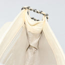 CHANEL Choco Bar Chain Shoulder Bag Lamb Skin White Silver CC Auth 177622-21