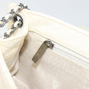 CHANEL Choco Bar Chain Shoulder Bag Lamb Skin White Silver CC Auth 177622-23