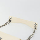 CHANEL Choco Bar Chain Shoulder Bag Lamb Skin White Silver CC Auth 177622-14