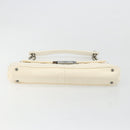 CHANEL Choco Bar Chain Shoulder Bag Lamb Skin White Silver CC Auth 177622-5