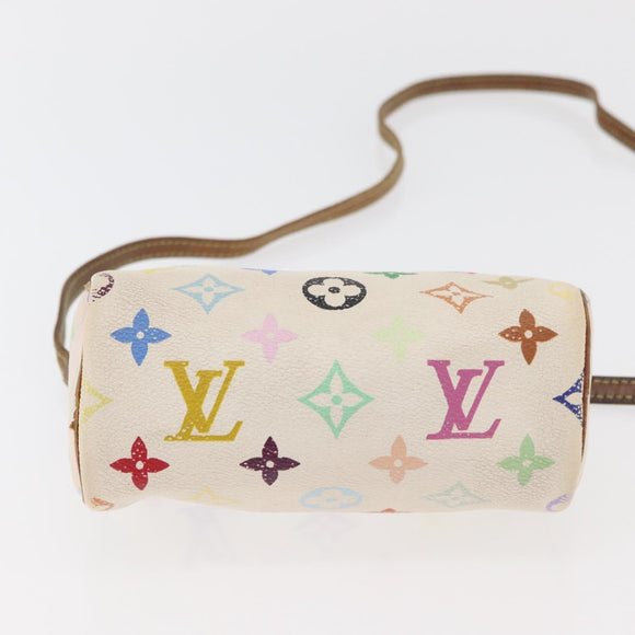 LOUIS VUITTON Monogram Multicolor Mini Speedy Hand Bag White M92645 Auth 177623