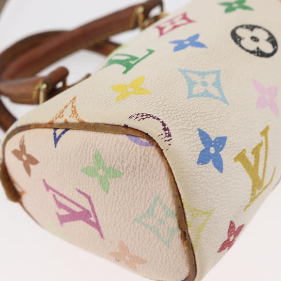LOUIS VUITTON Monogram Multicolor Mini Speedy Hand Bag White M92645 Auth 177623