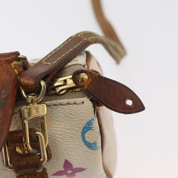 LOUIS VUITTON Monogram Multicolor Mini Speedy Hand Bag White M92645 Auth 177623