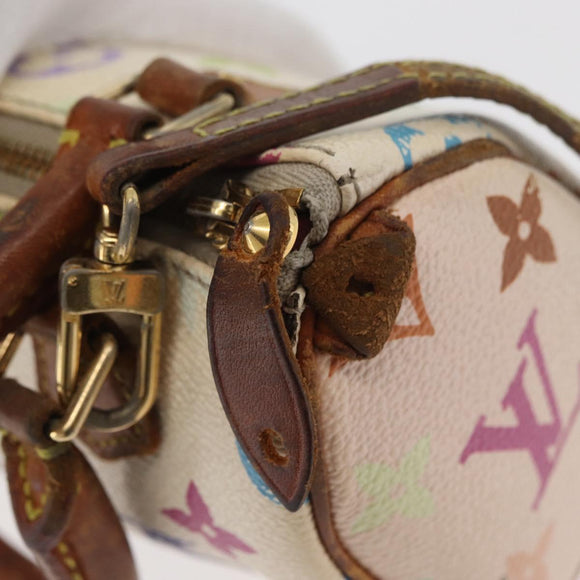 LOUIS VUITTON Monogram Multicolor Mini Speedy Hand Bag White M92645 Auth 177623