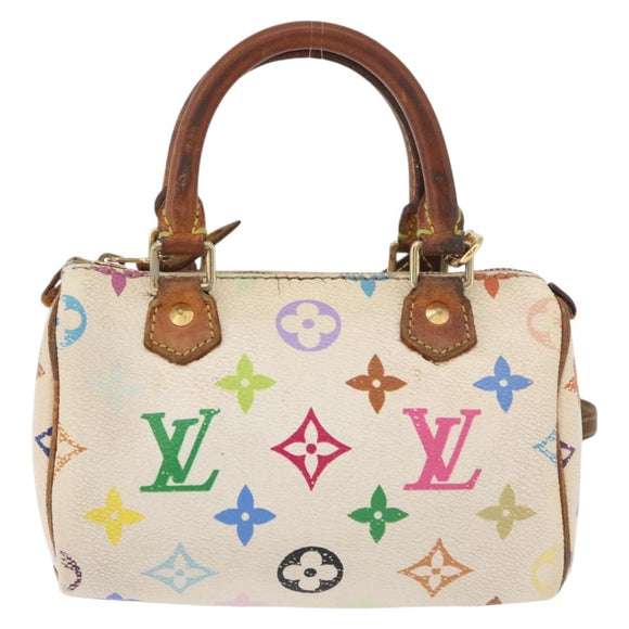 LOUIS VUITTON Monogram Multicolor Mini Speedy Hand Bag White M92645 Auth 177623